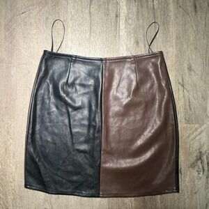 Motel Rocks black and brown faux leather skirt Size S